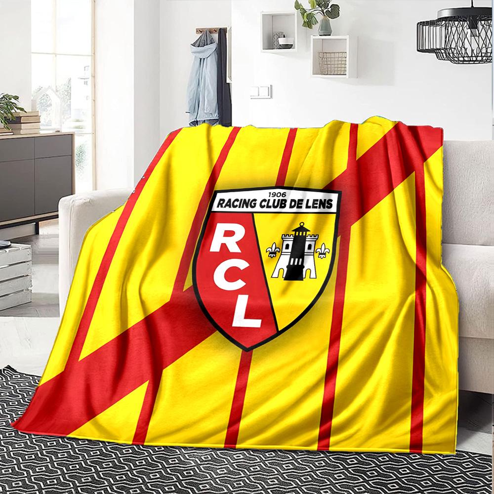 Racing Club Lens Crest Flannel Blanket, Soft Polyester, Modern Design, All-Season for Camping, Travel, Gifts for holidays or birthdays