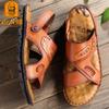 Old man head sandals men's 2024 summer new first-layer cowhide casual beach shoes genuine leather thick-soled non-slip cool slippers