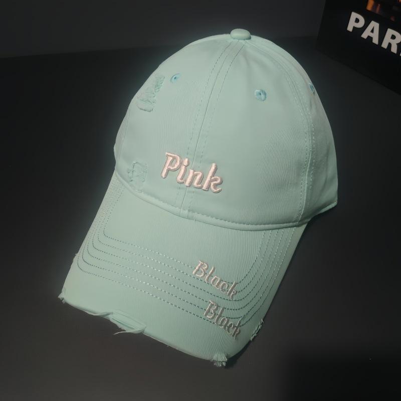 American Soft Top Ripped Letter Baseball Cap Men's and Women's Trendy Brand Cap Showing Face Small Embroidery Hat
