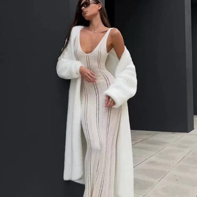 Women's Soft Knitted Sweater Cardigan Waxy Long Outerwear Loose Slimming Casual Style Imitation Mink Velvet for Autumn Winter