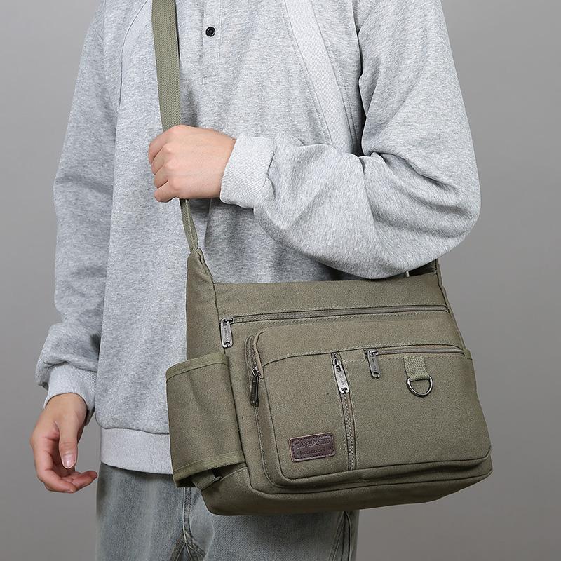 Bolsa Transversal de Lona Vintage para Homens - Bolsa de Ombro Estilosa Tote Mensageiro (Portátil Durável para Viagem e Uso Diário)