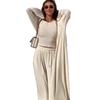 New European and American Women Clothes Vest Long Sleeve Outerwear Wide Leg Pants Temperament Commuter Set