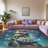 Funny Sea Turtle Rug for Kids Room, Galaxy Ocean Theme Carpet, Cartoon Playroom Floor Mat, Non-Slip Bedroom Rug