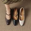 New women's leather large size single shoes solid color sheepskin pointed high heel large size shoes four seasons wear thick heel high heels women