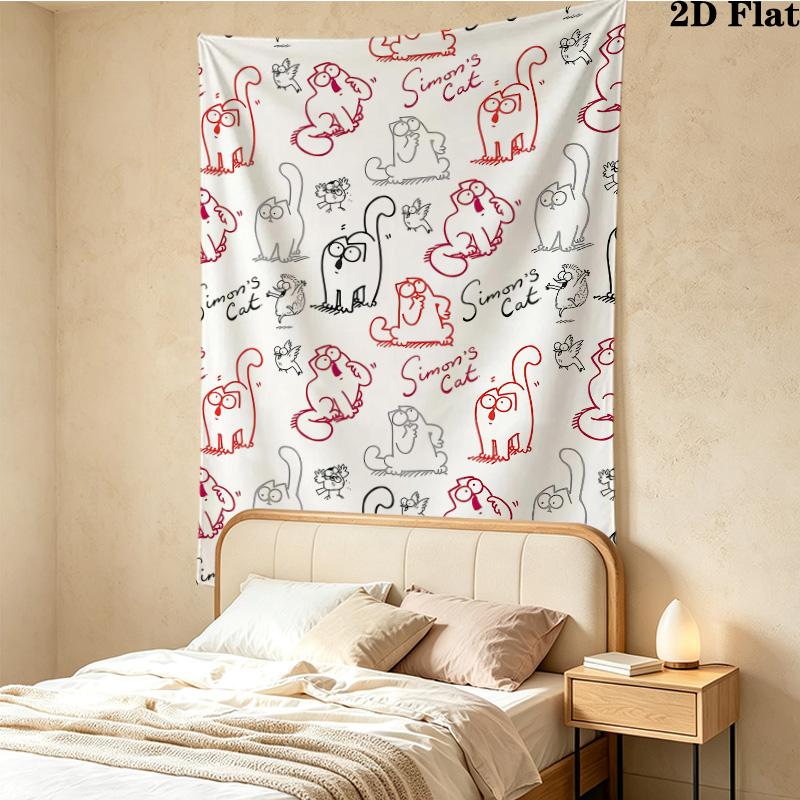 Simon'S Cat Wall Tapestry Aesthetic Wall Hanging Printed Fabric Blanket Decorative Tapestries For Bedroom Living Room Home Decor