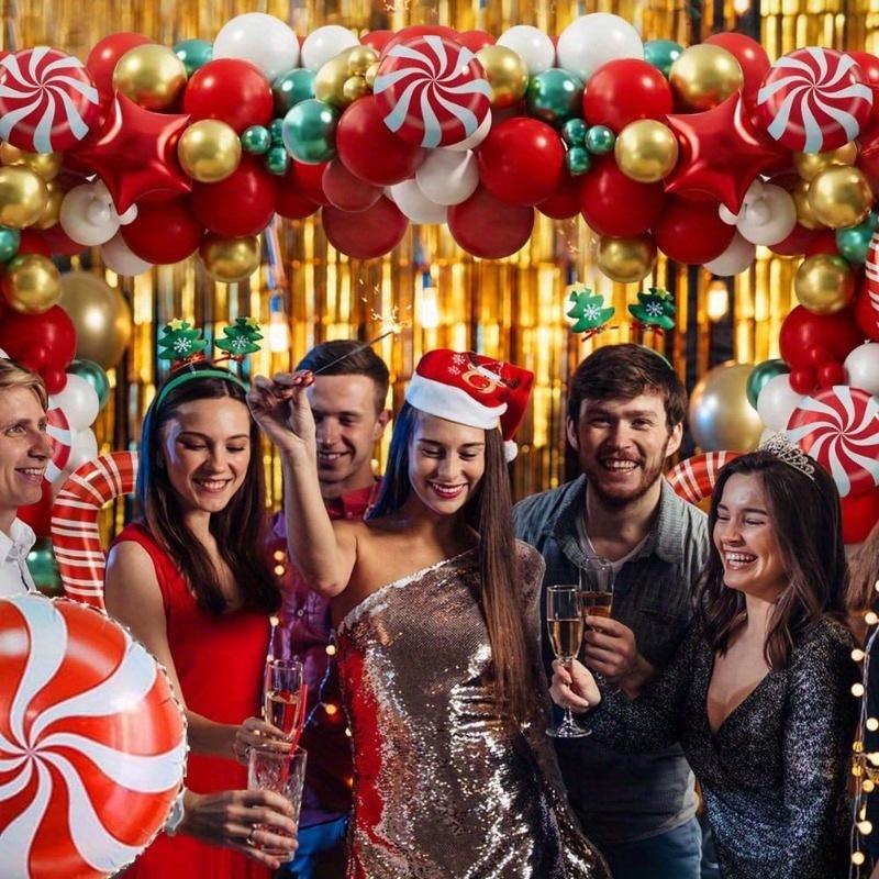 112-Piece Christmas Balloon Wreath Arch Set with Candy Canes and Star Foil Balloons Suitable for Christmas and Birthday Party