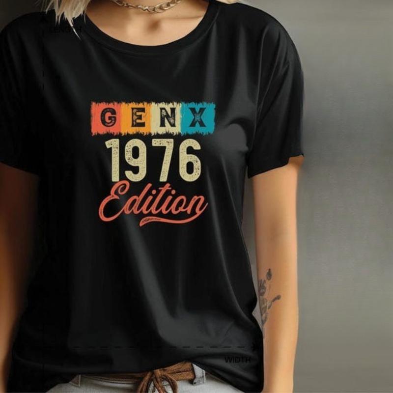 Nostalgia Gen X 1976 Year Edition Graphic Tee Shirt High Quality Cotton Vintage Classic Fashion Streetwear Crewneck Shortsleev