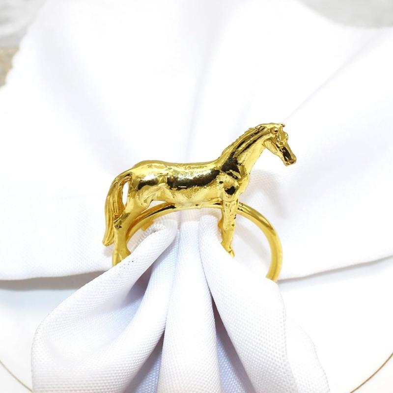 Pack of 6 Elegant Horse Design Napkin Rings Alloy Western Equestrians Napkin Buckle for Dining Table Parties Event Decors