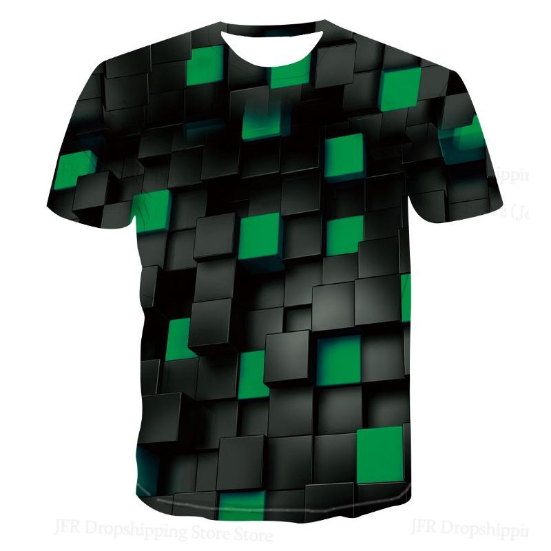 Women T Shirt 3D Funny Optical Illusion 3d Print T-shirt O-Neck Short Sleeve Tops Tees Women Clothing Geometric Tshirt Dizzy