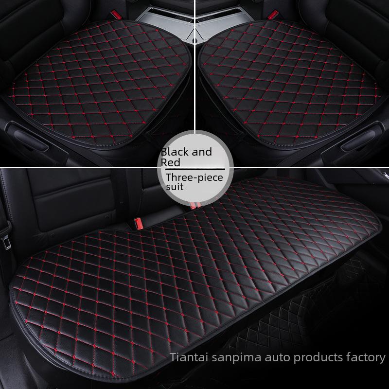 

Leather Diamond Three-Piece Car Seat Cushion Set - Backless Single Seat