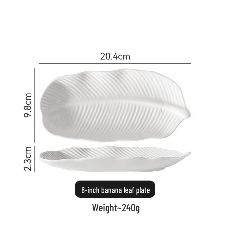 

Ceramic Banana Leaf Snack and Sushi Plate – Pure White Dessert and Fruit Tray for Home or Hotel Use