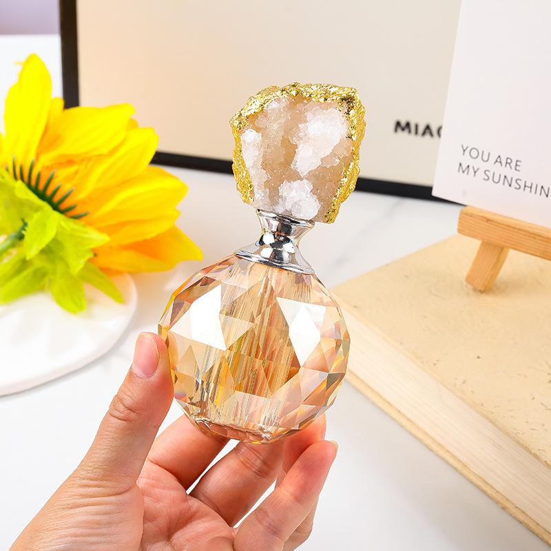 Creative Polygon Crystal Glass Perfume Bottle Amber Crystal Agate Perfume Bottle Luxury Home Decorative Jar Home Decor
