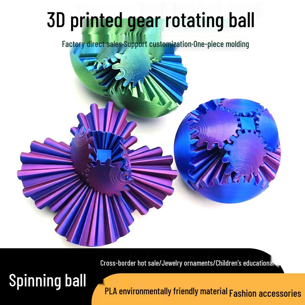 

3D Printed Rotating Gear Ball Fidget Cube Toy