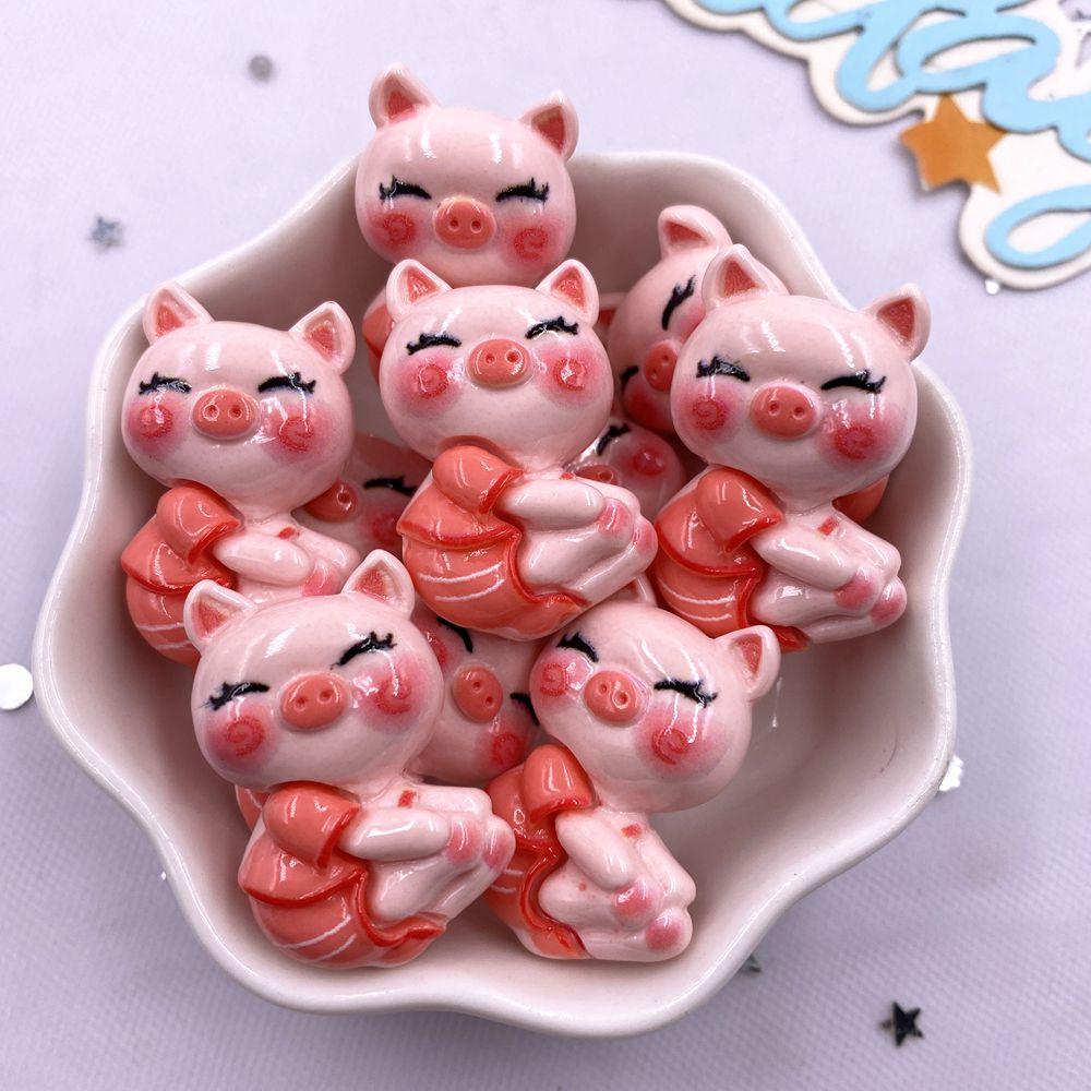 10PCS Resin Kawaii Colorful Painted Cartoon Panda Rabbit Bear Pig Fox Flatback Stone Figurine Scrapbook DIY Craft Supplies