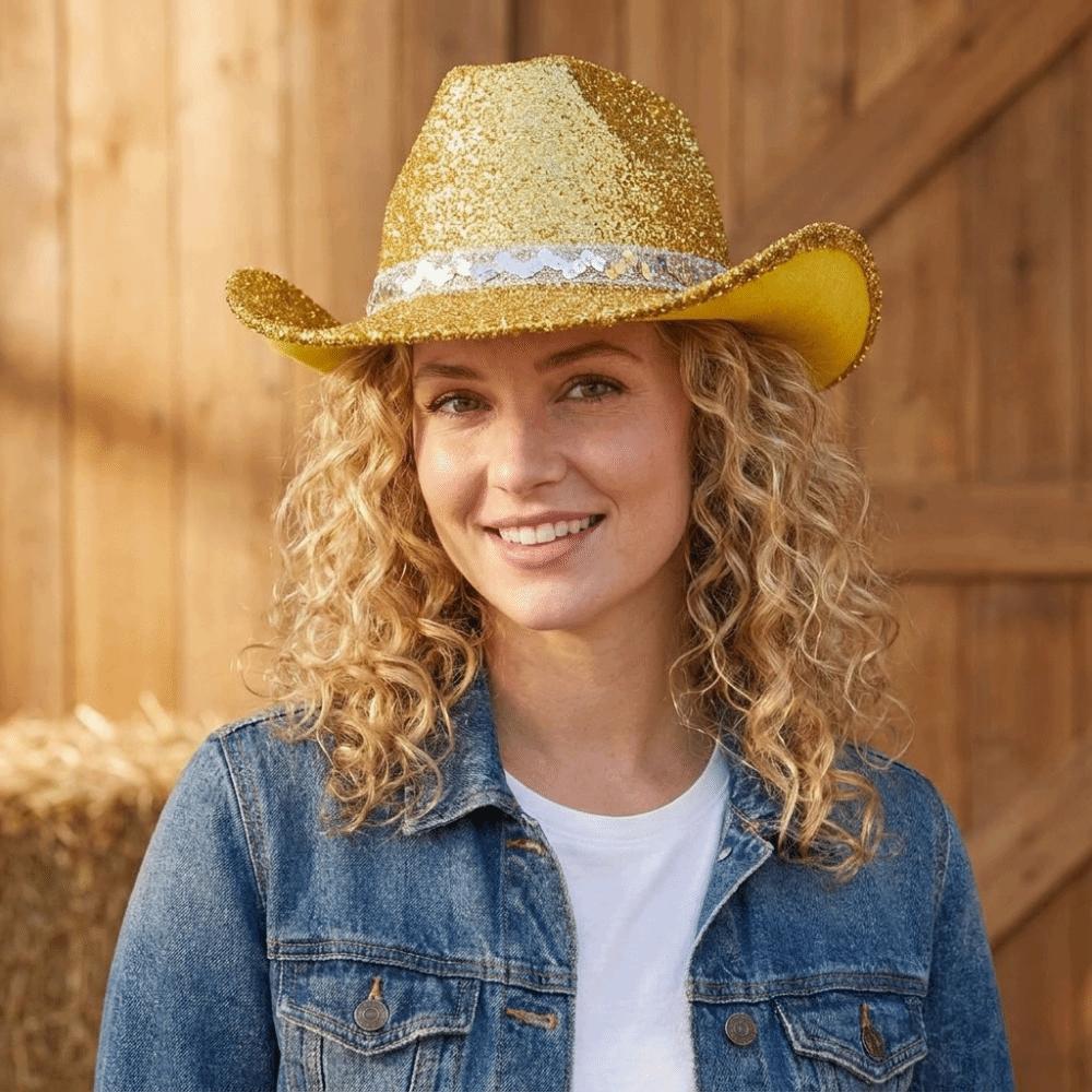 Sequin Bowler Hat Glitter Cowgirl Hat Cool Western Cowboy Hat Women