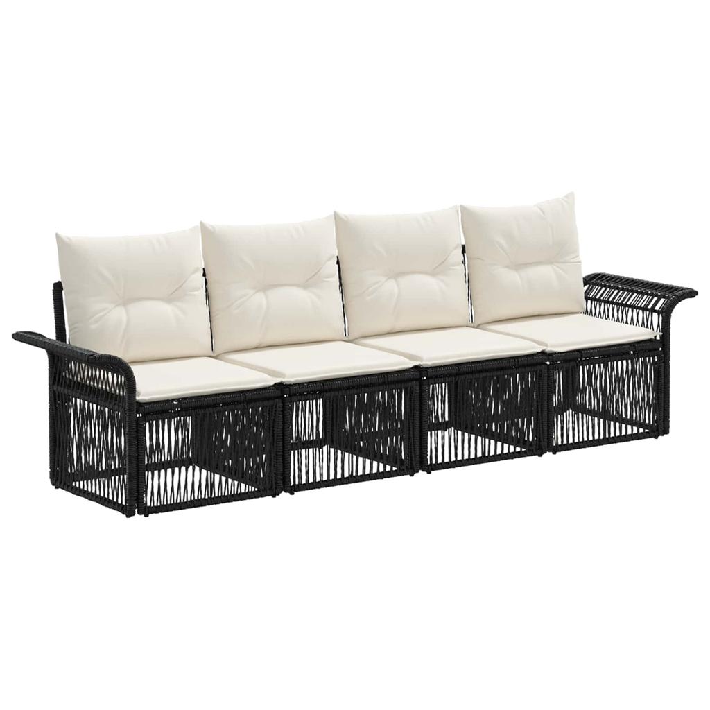 Garden Sofa Set 4 pcs. Black Poly Rattan