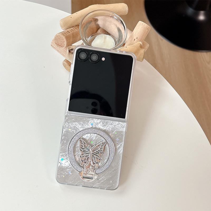 

Зеркальный чехол для телефона с бабочкой и золотой монетой в долларах для Samsung Zflip7 Flip со складным экраном W24flip с кольцом For Samsung ZFlip3