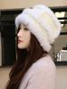 Rabbit Fur Knitted Bucket Hat Women's Autumn and Winter Ear Protection Warm Windproof Wool Hat Winter Hat
