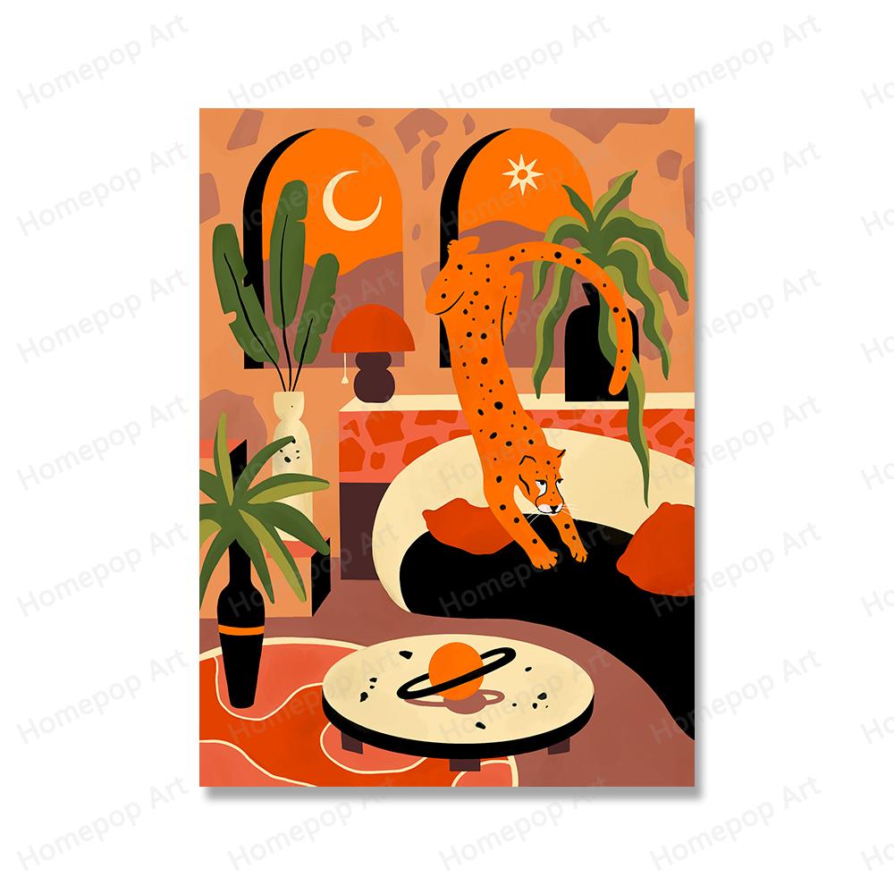 Tiger Paradise Forest Animal Wall Art Canvas Painting Abstract Cheetah Posters and Prints Living Room Pictures Home Decoration