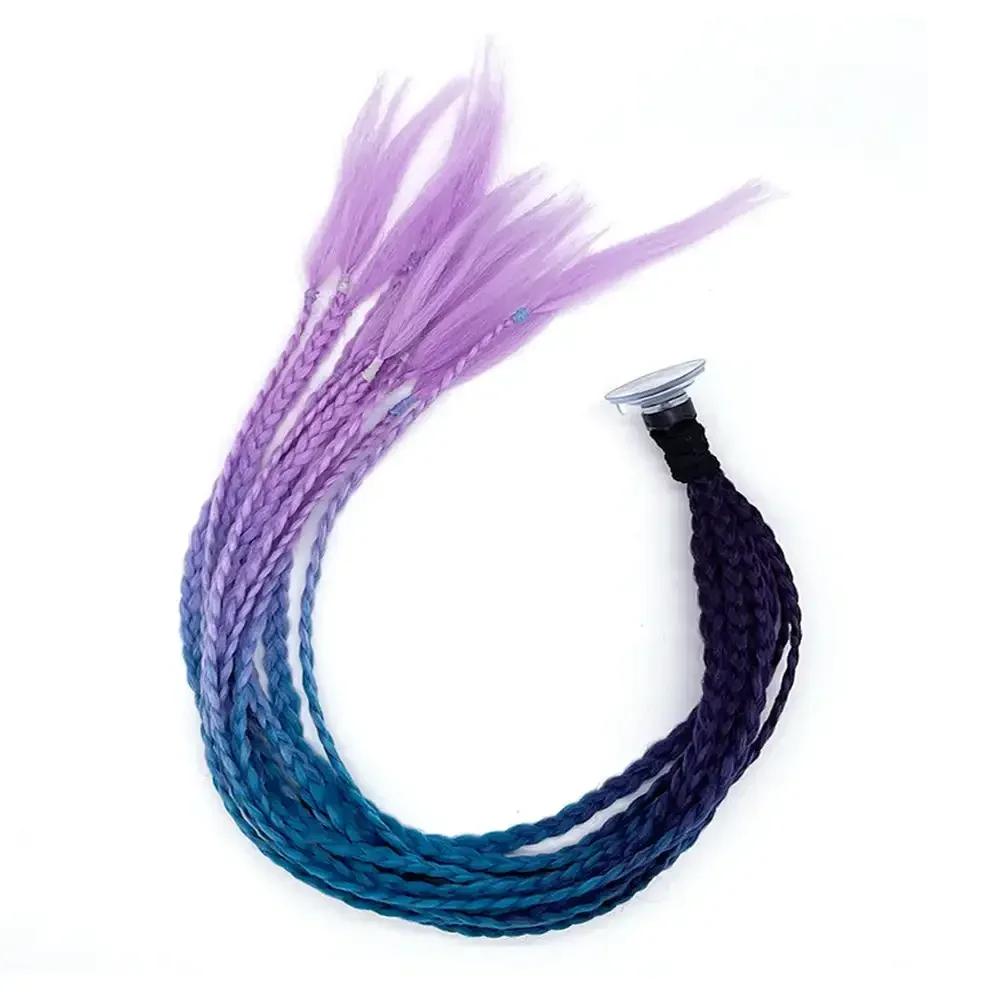 Helmet Dreadlocks Braid For Helmet Motorcycle Dreadlocks Dirty Braid Pigtail Gradient Synthetic Twist Braid Ponytail With Sucker