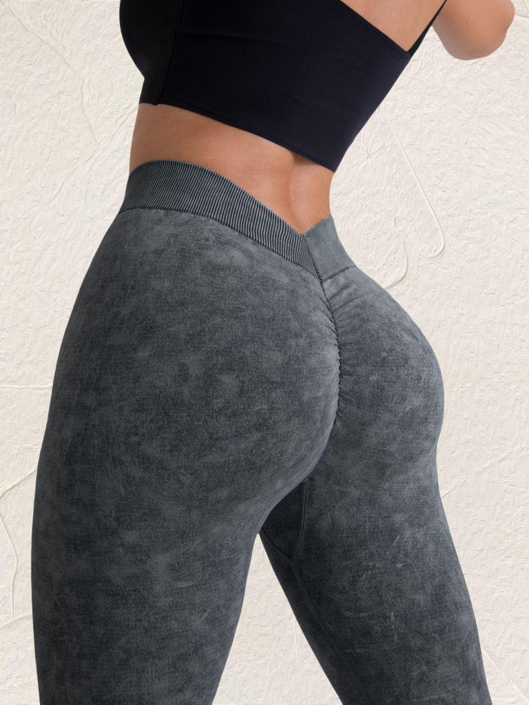 Seamless Sandwashed Women's Yoga Pants - Peach Hip Lift, High Elasticity, Outdoor Running & Sports Tights