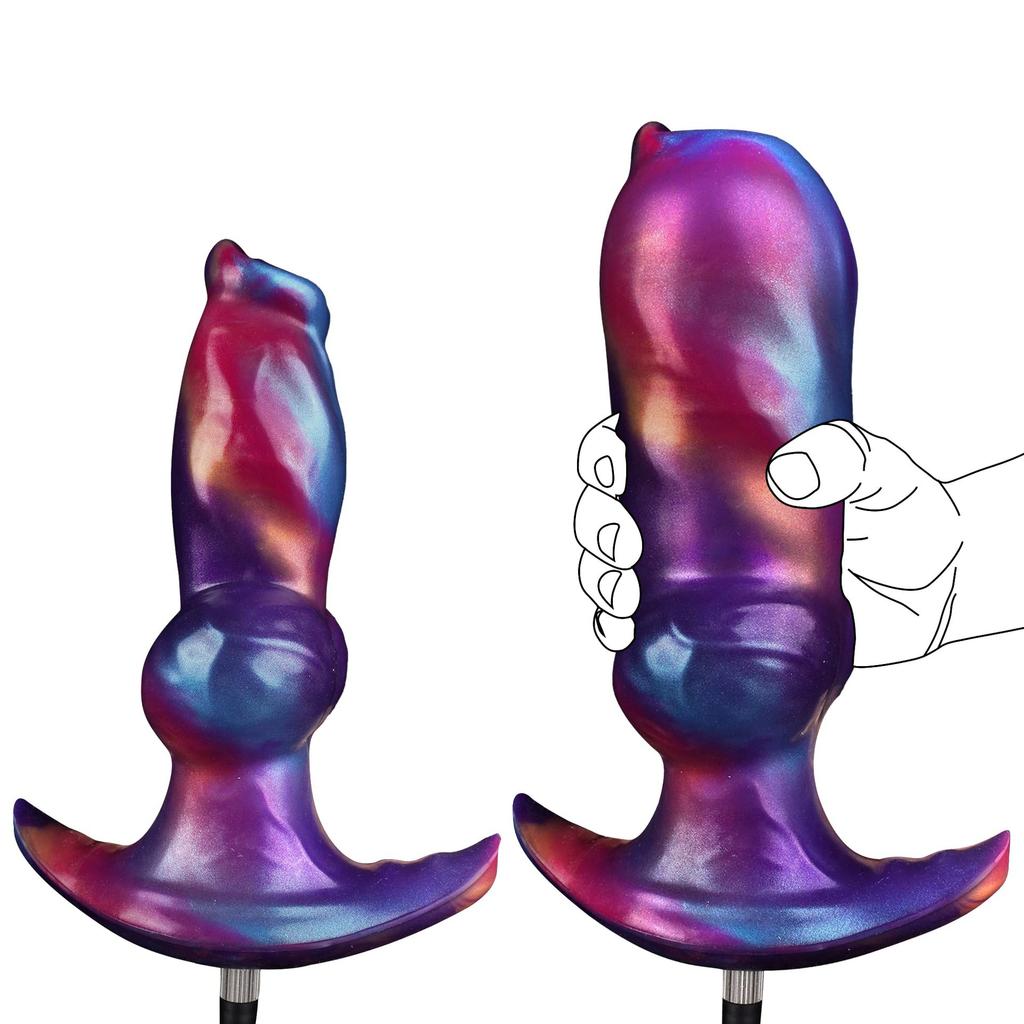 Wearing A Silicone Detachable Magnetic Suction Inflatable Anal Plug G-spot Masturbator And Private Parts Expander