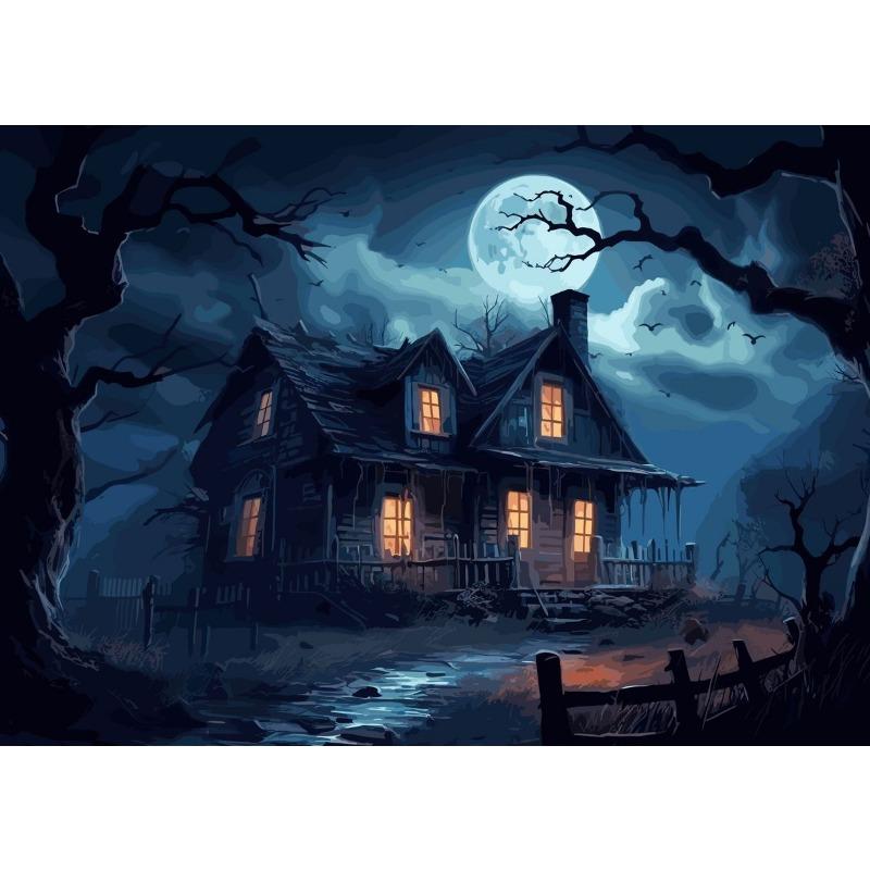 Poster Fundal de Noapte Pădure Întunecată Horror Cimitir Bântuit și Imprimeuri Imprimare pe Pânză Artă de Perete Imagine pentru Camera de Zi Decor Acasă