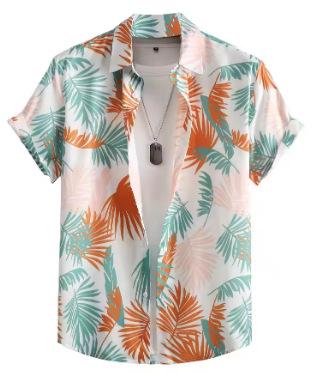 Fashion, Printed Summer Hawaiian Shirt Men s Women s Loose Beach Short Sleeve Shirt Men s XXS