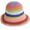 Vintage Rainbow Striped Summer Fisherman Hat Sunshade Bucket Hat for Anniversary