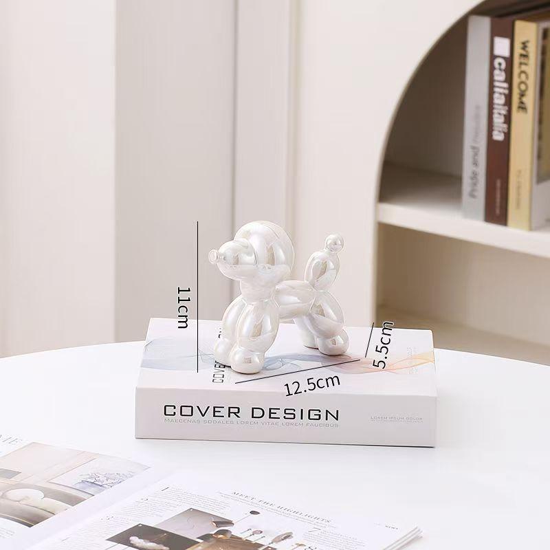 12.5cm Mini Ceramic Poodle Abstract Ornament Creative Sculpture Study Room Statue Home Office Accessories Festival Decoration