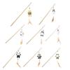 Interactive Cat Wand Toy Feather Plush Animal Cat Teaser Stick with Bell Indoor Kitten Play Exercise Toy