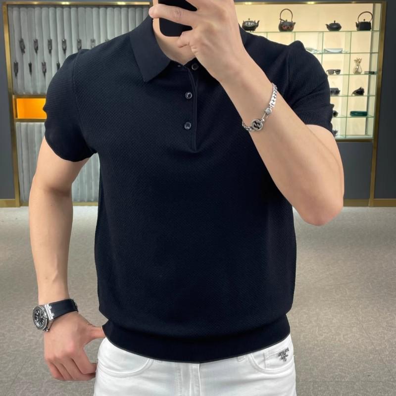 

Men s American Short-Sleeve Versatile Knit T-Shirt: Loose, Trendy, Casual, and Modern Lapel Style for Summer 2023 M білий