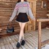 Spring Sexy Pleated Lace-Trim High Waist Woolen Skirt