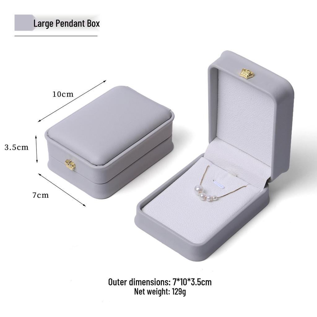 Elegant Crown Waist-Cinching Silver Pendant Box with Diamond Accents - Luxury Necklace Jewelry Packaging Box