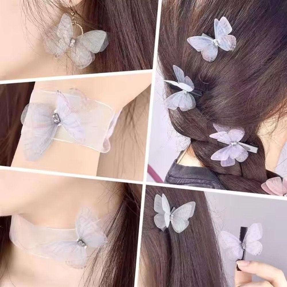 50Pcs 3D Organza Fabric Butterfly Appliques Clothes Sewing Patch  Bridal Hair Accessories