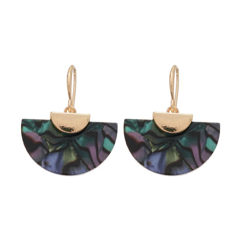 Abalone Shell Fan Earrings - Light Luxury European & American Versatile Dangle for Women, Retro Fashion Temperament Jewelry.
