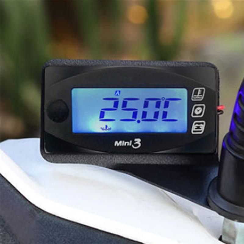 A58X-Motorcycle 3 In 1 LED Digital Water Temperature Voltmeter Time Display Mini Trument Panel Accessories