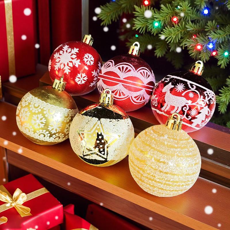 Y 6Pcs 6CM Christmas Balls Hanging Xmas Tree Pendant Ornaments for Party Wedding Decor New Year Navidad Gifts  Home Decoration