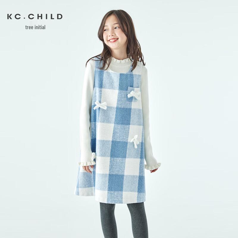 

Kechu Girls Blue & White Plaid Sleeveless Bow Dress 165 cm