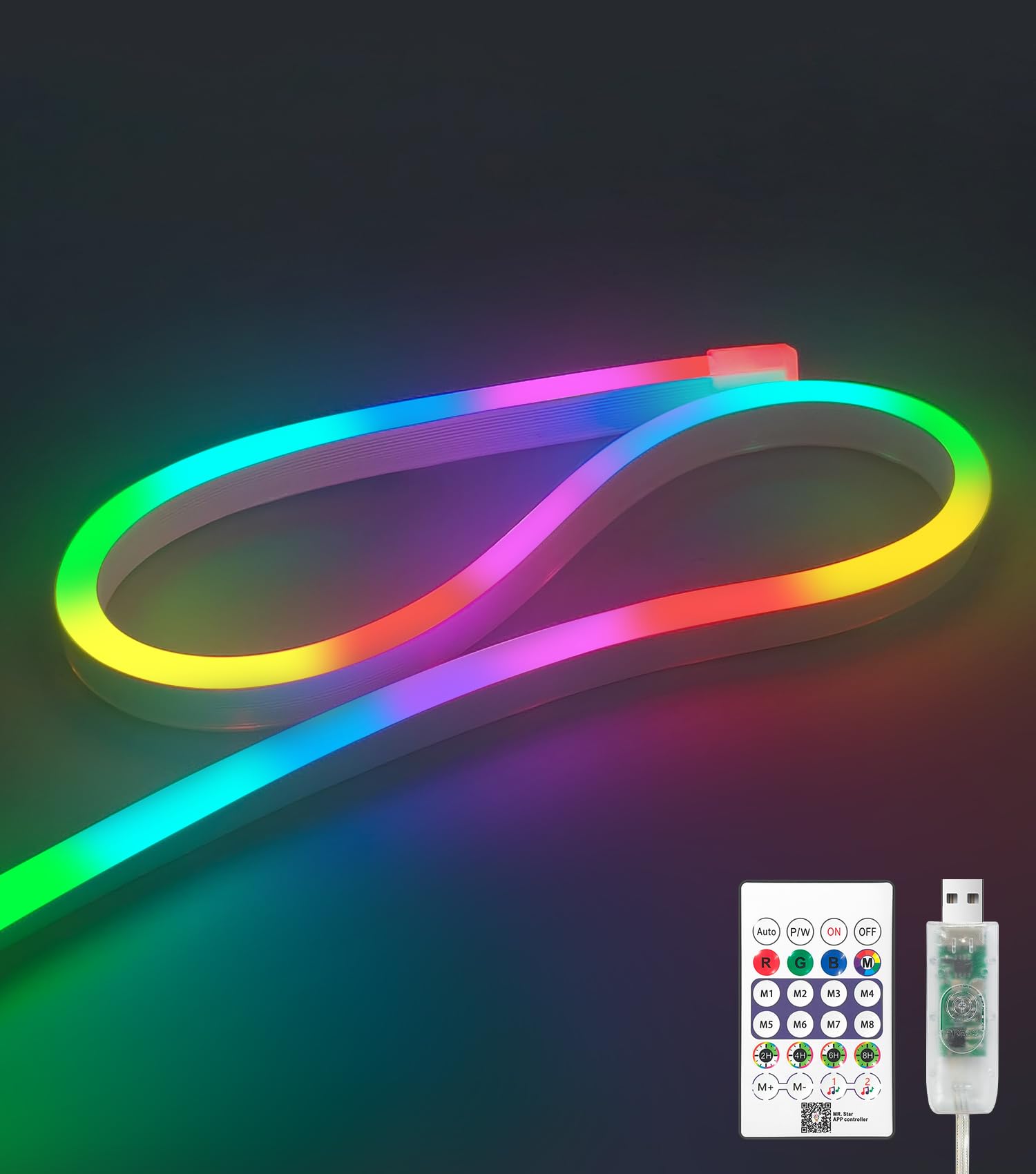 

ShineBurky Flowing LED Strip Light, USB 5V, IP67 Waterproof, LED Neon Tube with Remote Control, Easy Installation, Ambient Lighting, Store