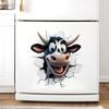 3D Cartoon Funny Cow Realistic Wall Stickers, Self-Adhesive Decor for Room Living Room Background Wall Decoration