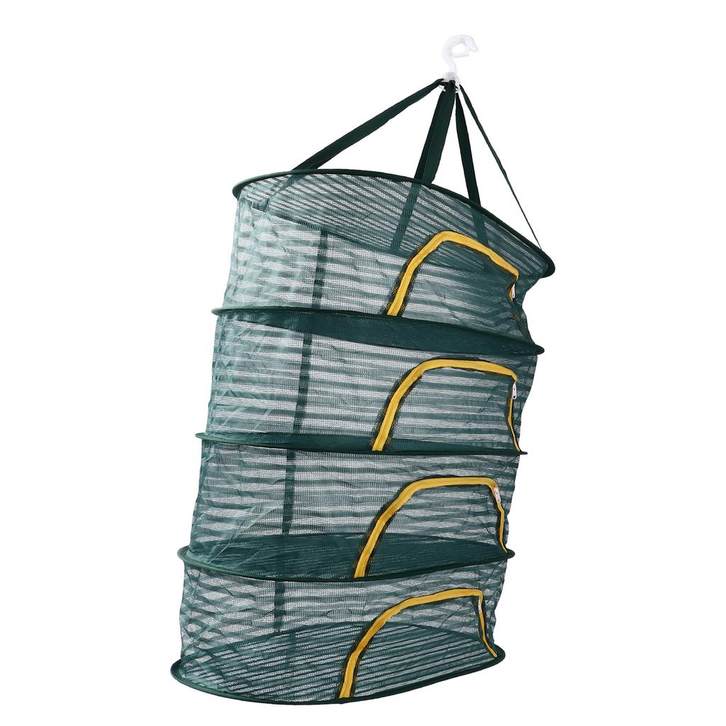4patrový sušák na bylinky se zipem ve tvaru U, tmavě zelený, skládací, s vysoce elastickou jemnou síťovinou, na rostliny