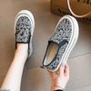 Woman Canvas Print Casual Board Shoes Thick Sole Non Slip Flat Sole Round Toe Slip On Chinese Style Spring Casual Walking Shoes