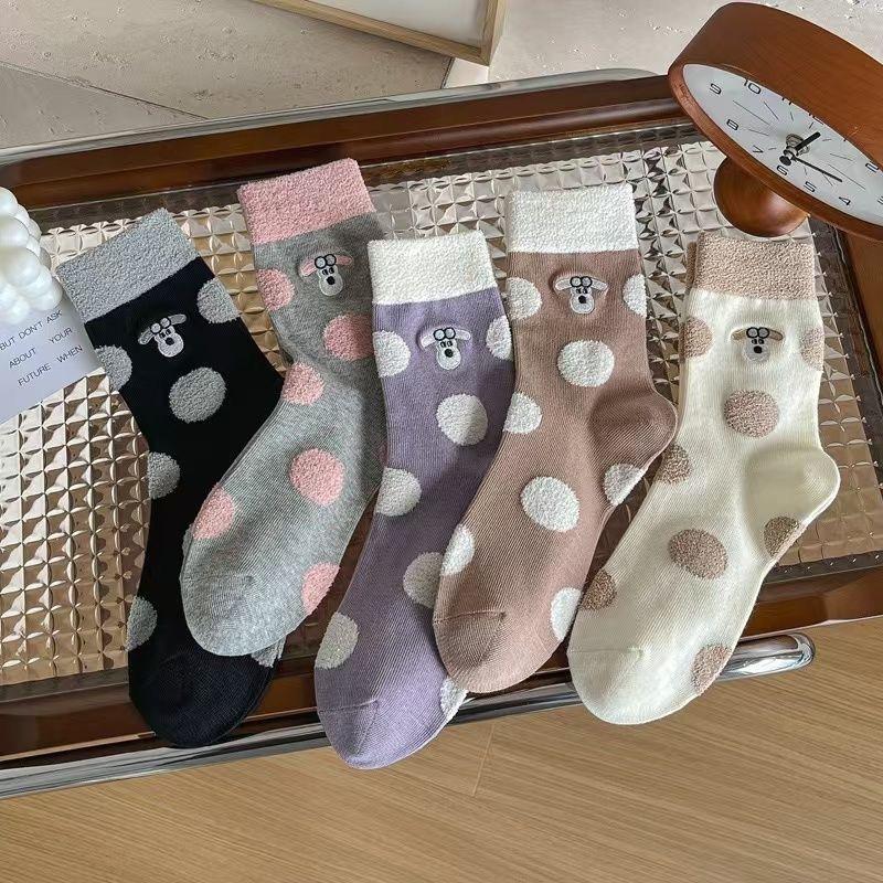 Female Autumn and Winter New Stereo Dot Lovely Cartoon All Match In Tube Socks