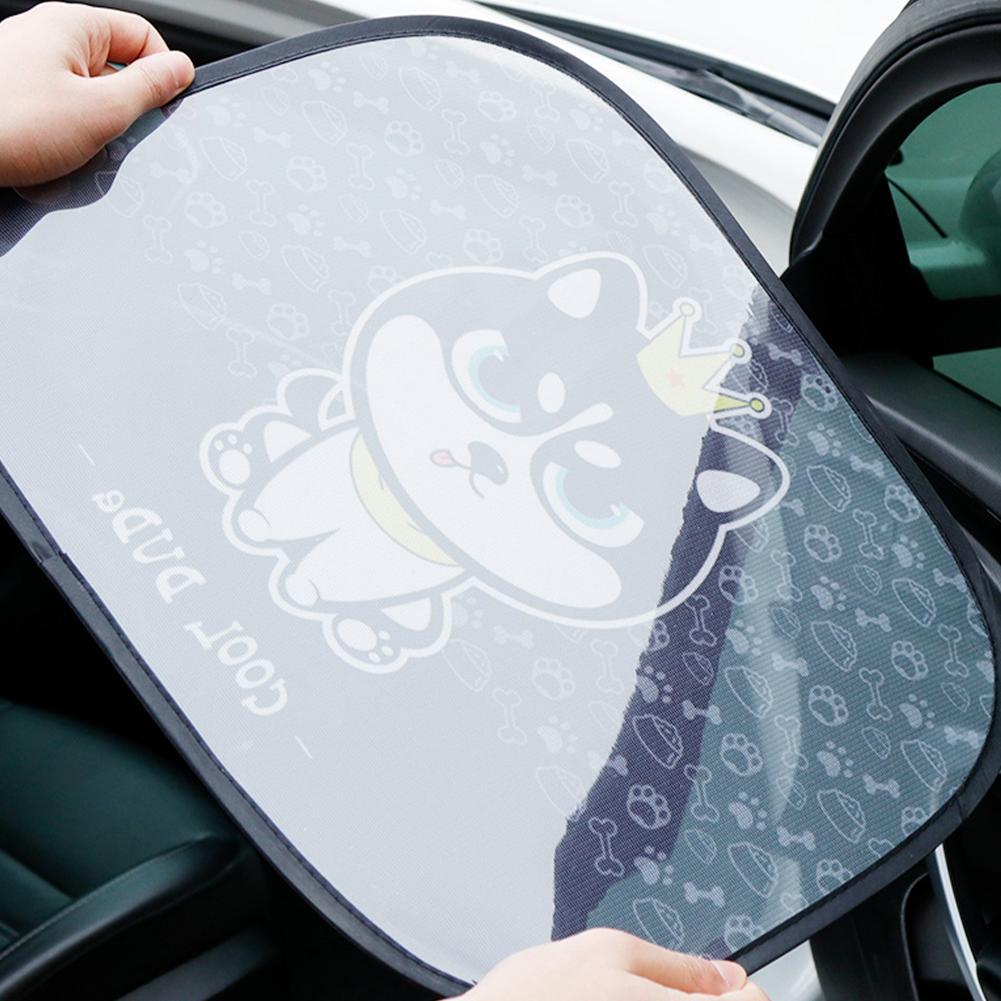 2Pcs Car Window Sunshade Cartoon Animal Static Privacy Car Curtain Anti-UV Block Heat Car Window Baby Sun Shades