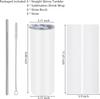 Sublimation Tumblers Blanks Skinny Tumbler 8 Pack White 20 OZ Straight Stainless Steel Double Wall Insulated Cups with Metal