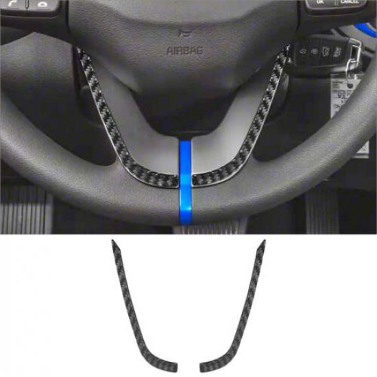2Pcs Carbon Fiber Interior Steering Wheel Chin Cover Trim For Hyundai Veloster