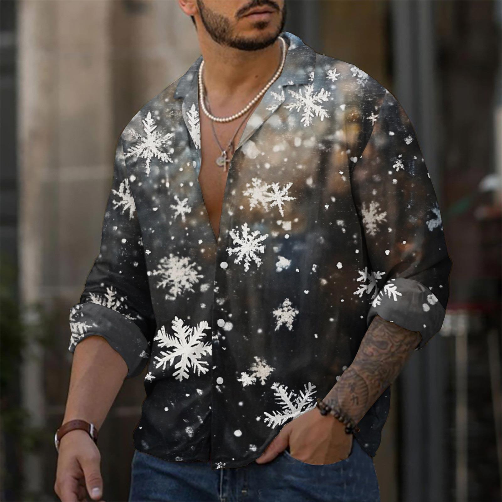 

Чоловіча повсякденна сорочка з довгими рукавами. Модний топ із лацканами L