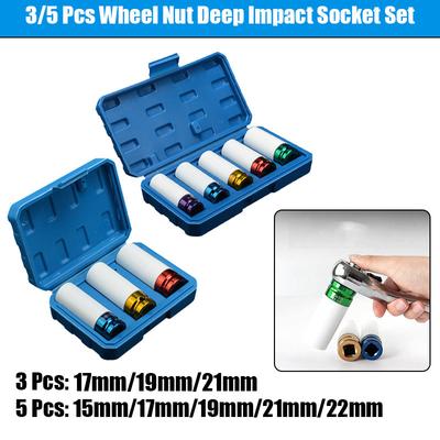 3/5-Set Antriebsradschutz Schlagnuss Schlaghülsensatz Langlebige Kunststoffhülsen 15 mm/17 mm/19 mm/21 mm/22 mm