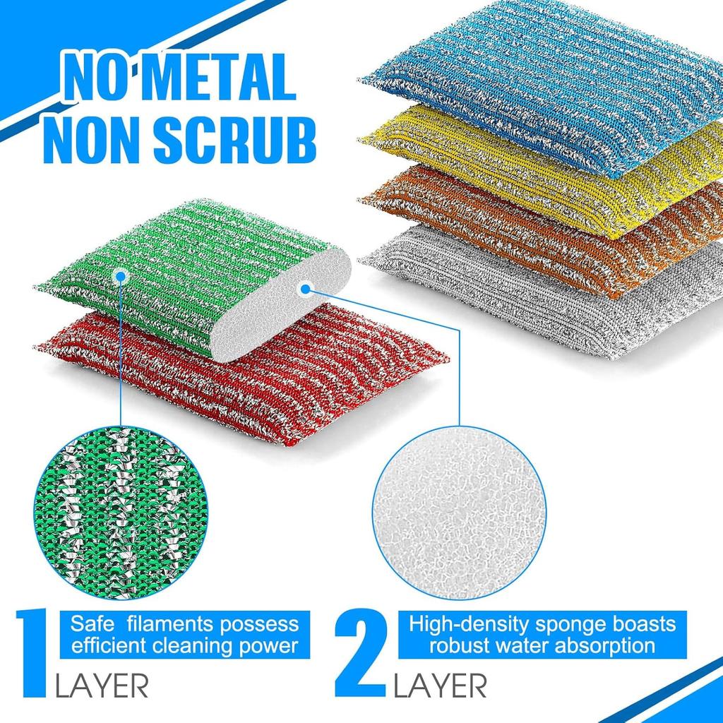 Newest 4PCS Double-sided Kitchen Dishwashing Sponge Household Cleaning Sponge Wipe Scouring Pad Cleaning Supplies Cleaning Tools